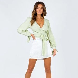 Verge Girl Sage Green Wrap Top